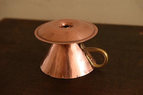 銅のコーヒードリッパー　リブ付き(円錐型・1〜2杯用)  ※受注品 6枚目の画像