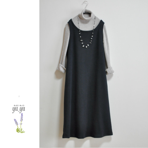 ジャンパースカート（ニットコーデュロイ、黒）ワンピース ワンピース  