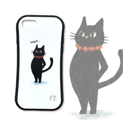 【あどけない動物】選べる６色　黒猫のグリップスマホケース 3枚目の画像