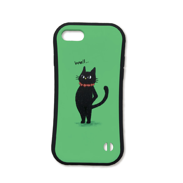 【あどけない動物】選べる６色　黒猫のグリップスマホケース 7枚目の画像