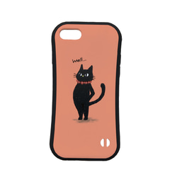 【あどけない動物】選べる６色　黒猫のグリップスマホケース 6枚目の画像