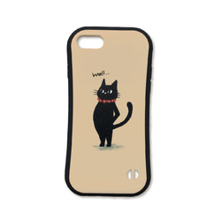 【あどけない動物】選べる６色　黒猫のグリップスマホケース 4枚目の画像