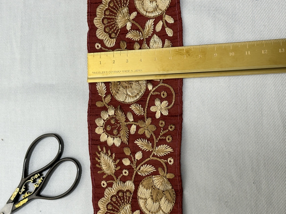 インド刺繡リボン 幅65mm  25cm～  ワインレッド 3枚目の画像