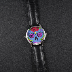 Nameless 兩地時間手錶 (Skull) 藍色 個性手錶 全球免運 第4張的照片