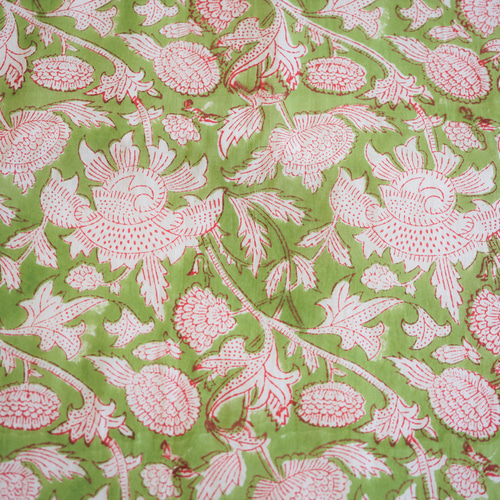 1m単位 ブロックプリント インド綿【21F-CC-133】 花柄 ハンド