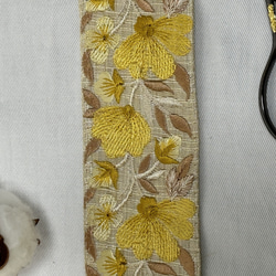 インド刺繡リボン  幅50mm  25cm～  イエロー 4枚目の画像