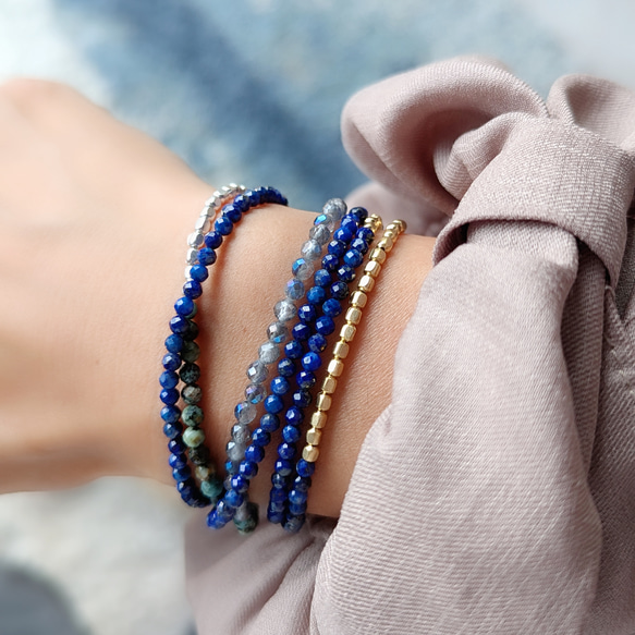 秋冬的濃鬱藍色 ◆ 銀金戀人，青金石與托帕石超長項鍊，醫用不鏽鋼，秋季限量版 第11張的照片