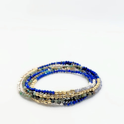 秋冬的濃鬱藍色 ◆ 銀金戀人，青金石與托帕石超長項鍊，醫用不鏽鋼，秋季限量版 第12張的照片