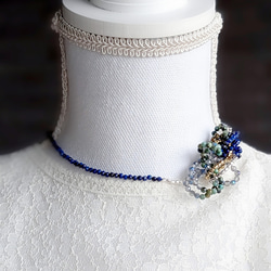 秋冬的濃鬱藍色 ◆ 銀金戀人，青金石與托帕石超長項鍊，醫用不鏽鋼，秋季限量版 第10張的照片