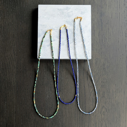 秋冬的濃鬱藍色 ◆ 銀金戀人，青金石與托帕石超長項鍊，醫用不鏽鋼，秋季限量版 第18張的照片