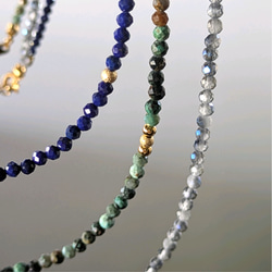 秋冬的濃鬱藍色 ◆ 銀金戀人，青金石與托帕石超長項鍊，醫用不鏽鋼，秋季限量版 第16張的照片