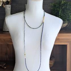 秋冬的濃鬱藍色 ◆ 銀金戀人，青金石與托帕石超長項鍊，醫用不鏽鋼，秋季限量版 第17張的照片