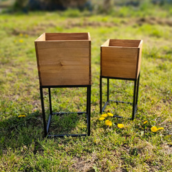 アイアンスタンド・ウッドボックス大　観葉植物　お洒落インテリア　モダン鉢カバー　プランター　　 3枚目の画像