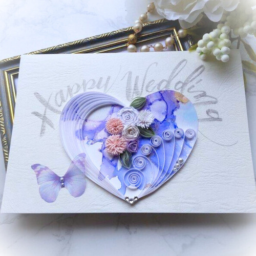 寄せ書きにも！大きめメッセージカードハッピーウェディングハート
