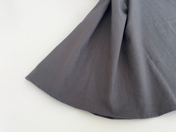 VカットAラインジャンパースカート　* cotton linen Grey Brown * 7枚目の画像