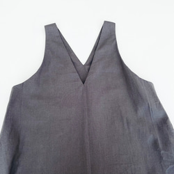 VカットAラインジャンパースカート　* cotton linen Grey Brown * 6枚目の画像