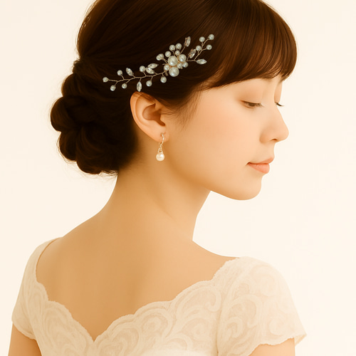 H-44】ヘッドドレス ウェディング パール 髪飾り 結婚式