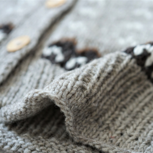 完売】ウール・ノルディック柄・ハイネックカーディガン（N-430084