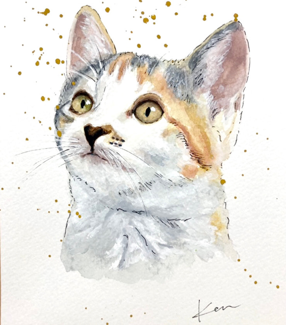 オーダーペイント　水彩画　エビネ ペット似顔絵オーダー 肖像画 水彩画 虹組限定デザイン 虹の花