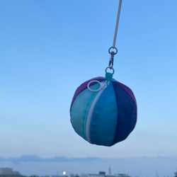 【完成品あり】ブルー系　小さい紙風船ポーチ　コーデュラナイロン　 4枚目の画像