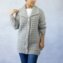 完売】ローゲージウール・ロングカーディガン（NP-4302-グレー