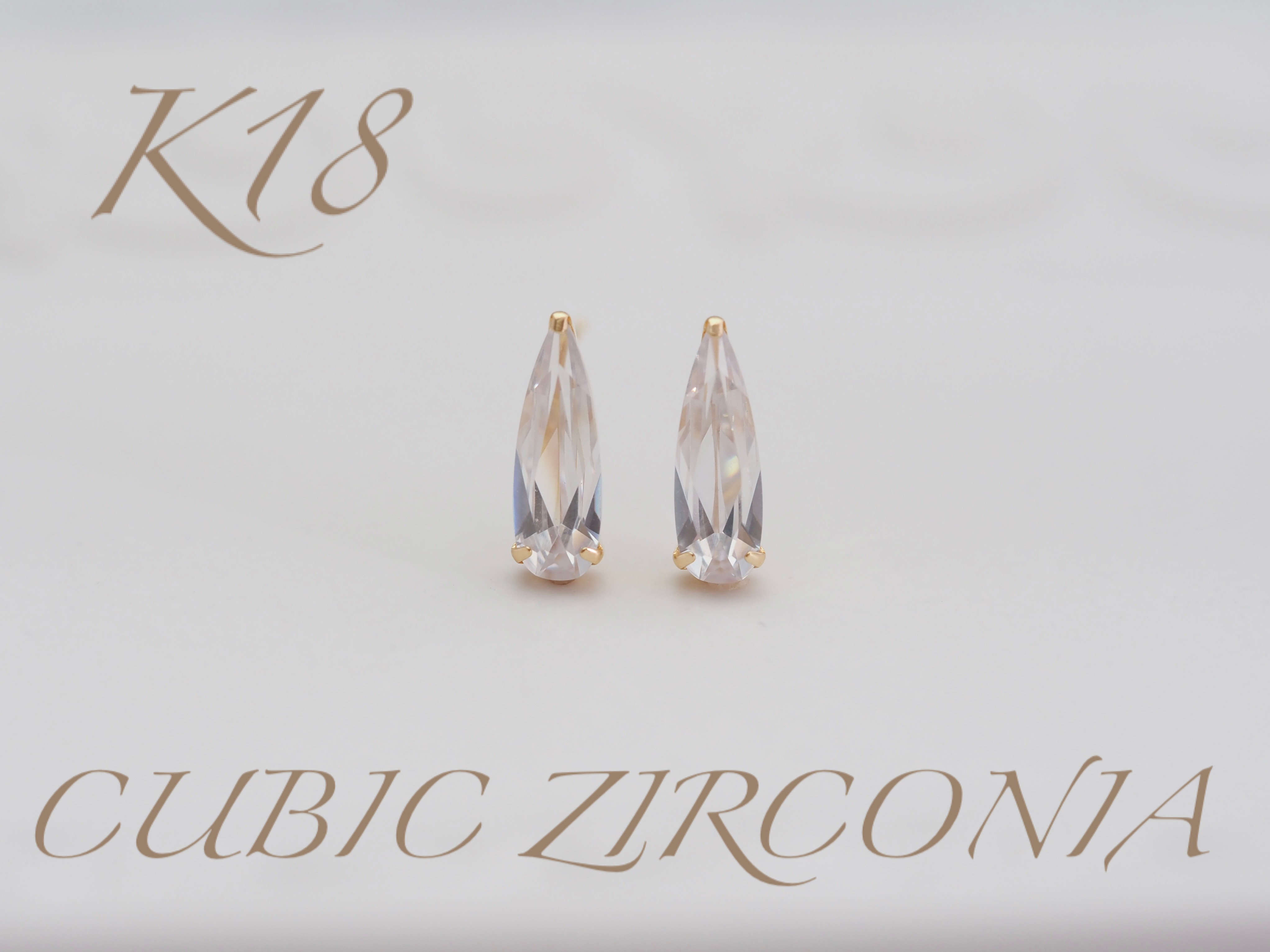 ～キュービックジルコニアCZ～  No.3654  K18 キュービックジルコニアCZ ピアス