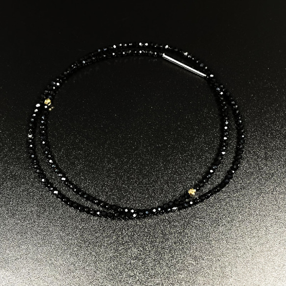 【コンビネーションが最高】K18ビーズ カットオニキス ヘマタイト 磁気 ネックレス ＳＰＫｎ２ 最高の贈り物 10枚目の画像