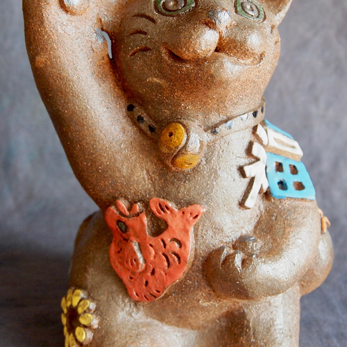 まねき猫 陶製 置物 一点物