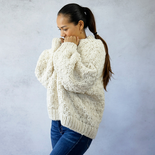 予約販売】極太ローゲージウール・模様編みプルオーバー（NP-4308