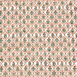 【50cm單位】單面邊框鮭魚螺旋花，印度手工塊印花布料，棉質 第5張的照片