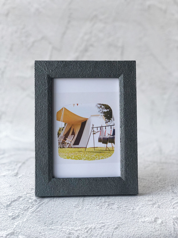 写真立て L判 アンティークシルバー サビ塗装 シャビー フォトスタンド