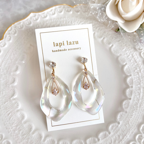 ラインストーン オーロラ雫《ピアス/イヤリング》 ピアス（スタッド 