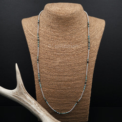C2N-2 Silver Beads & Point Turquoise Long Necklace 70cm シルバー 5枚目の画像