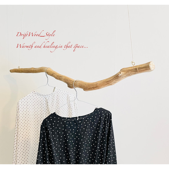 流木インテリア 緩やかなうねりを描く大型流木のハンガーラック 北欧 衣装掛け ハンギング 吊り下げ ハンガーポール 癒し 5枚目の画像