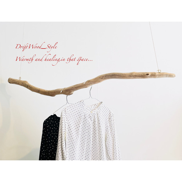 流木インテリア 緩やかなうねりを描く大型流木のハンガーラック 北欧 衣装掛け ハンギング 吊り下げ ハンガーポール 癒し 2枚目の画像