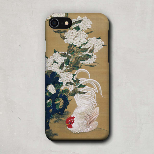 スマホケース / 伊藤 若冲「紫陽花白鶏図」 iPhone 全機種対応 鳥 花
