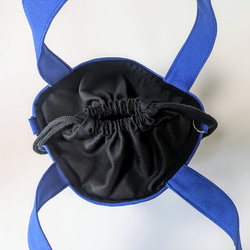２way・帆布バケツ型トートバッグ＆ポシェット（ブルー） 4枚目の画像