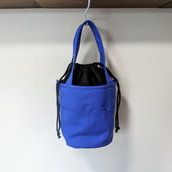 ２way・帆布バケツ型トートバッグ＆ポシェット（ブルー） 1枚目の画像