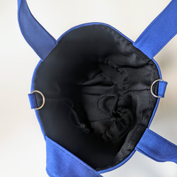 ２way・帆布バケツ型トートバッグ＆ポシェット（ブルー） 5枚目の画像