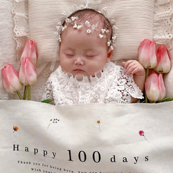 100日祝いタペストリー　お食い初め　飾り　お花 4枚目の画像