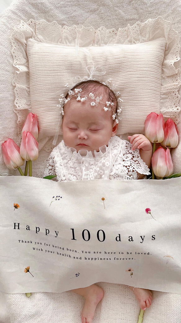 100日祝いタペストリー　お食い初め　飾り　お花 4枚目の画像