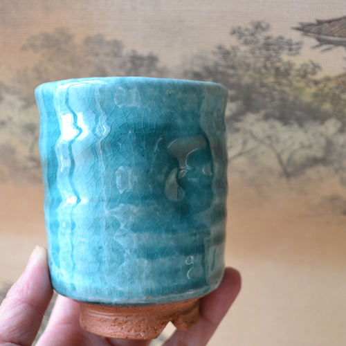 再入荷！】湯吞大(ターコイズ) お洒落 湯呑大きめ 湯呑茶碗 焼酎