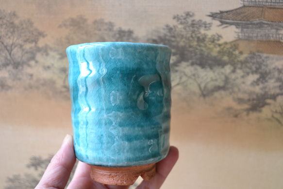 再入荷！】湯吞大(ターコイズ) お洒落 湯呑大きめ 湯呑茶碗 焼酎