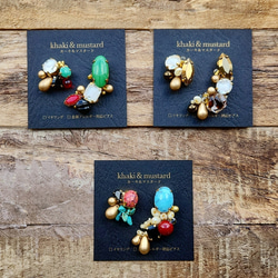 vintage flower ♡ ヴィンテージビーズと真鍮の大ぶりの個性的なピアス