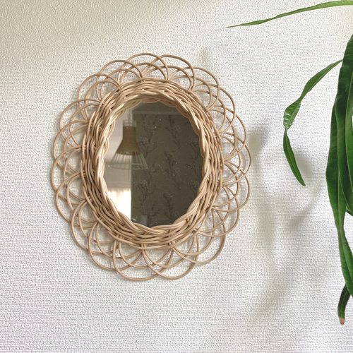 ラタンミラー/オーバル①（M）コーヒー染め タペストリー・壁掛け