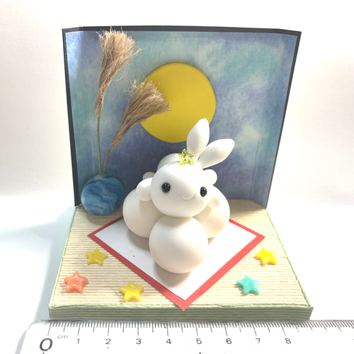 ☆お月見団子うさぎちゃん(受注生産) 樹脂粘土 置物 十五夜 その他置物