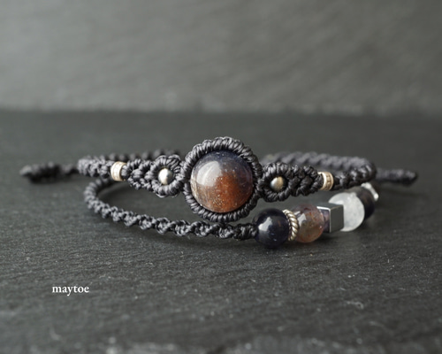 2)ブラッドショットアイオライトサンストーンのマクラメネックレス ブラッドショットアイオライトサンストーンのマクラメネックレス 2