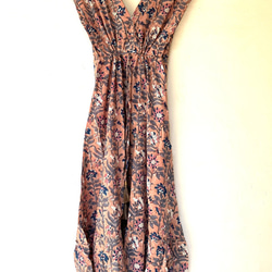 C ブロックプリント サマードレス ★インド綿 ワンピース フリーサイズ 10枚目の画像