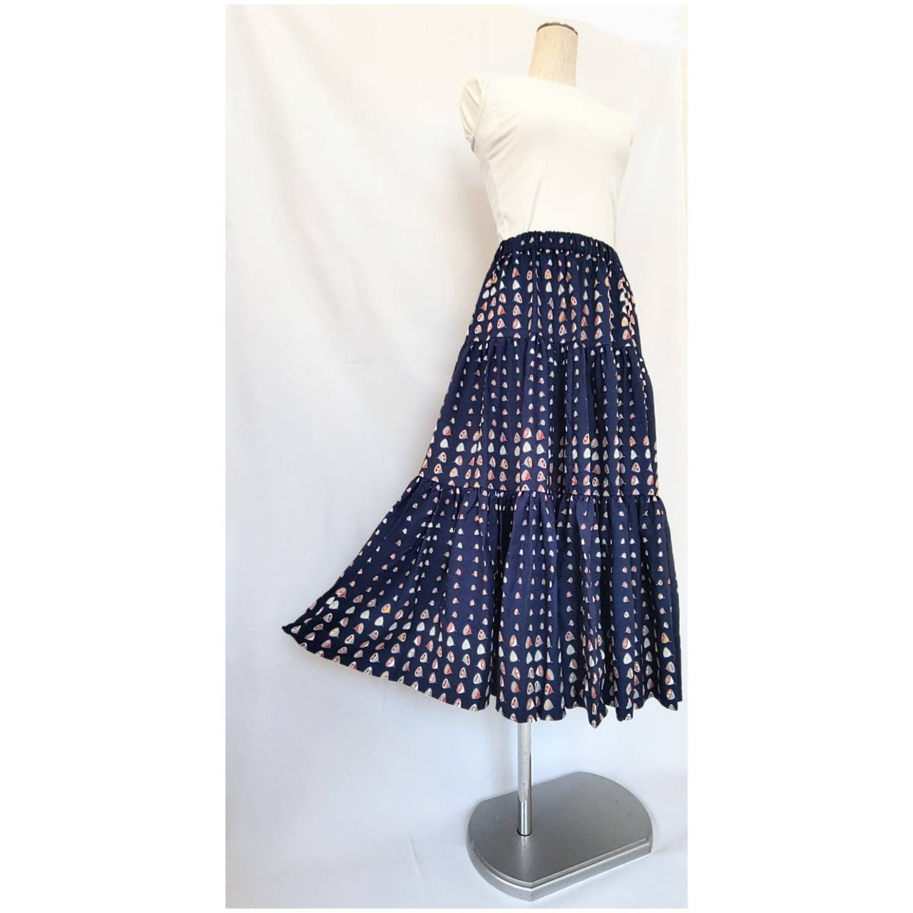 着物リメイクティアードスカート：独楽