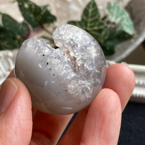 お洒落 モスアゲート ドゥルージー 笑口 スフィア 丸玉 おまけの台座